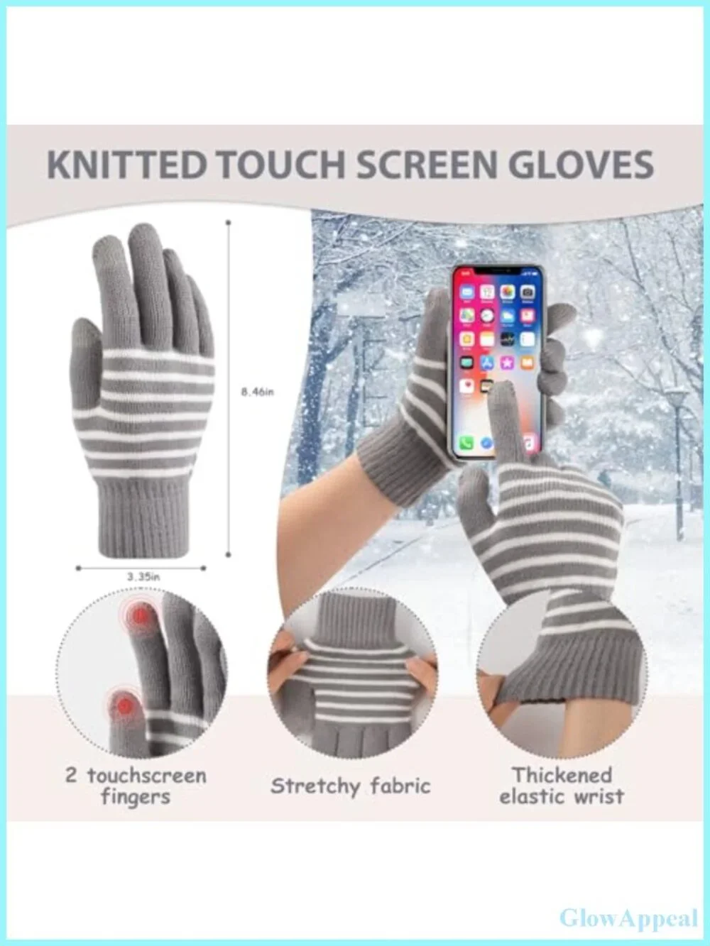 Acrylic Winter Hat Scarf Gloves Set for Women Touchscreen Knit Pompom Beanie